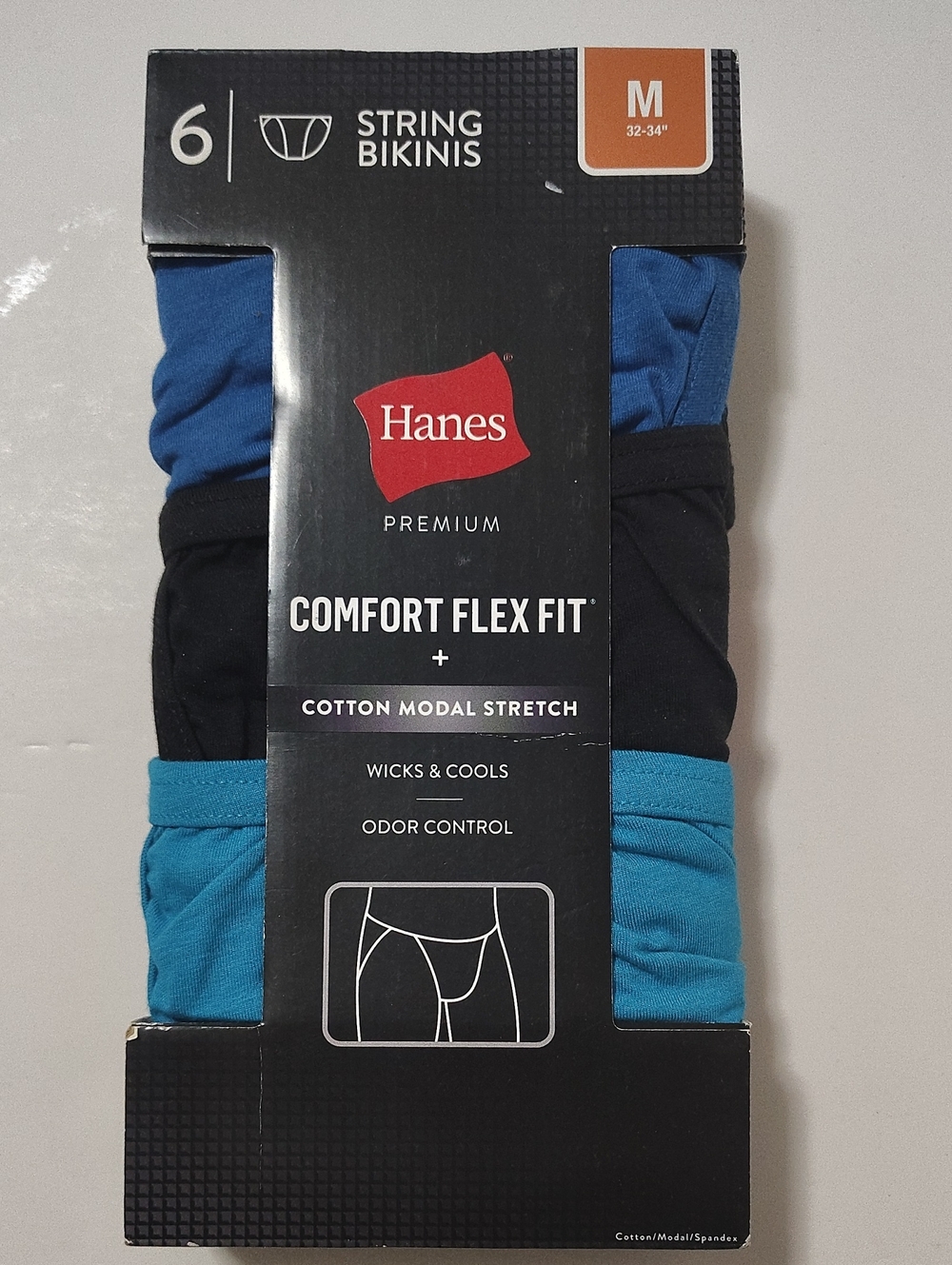 Hanes Comfort Flex Fit Men's String Bikinis - 6 Pack - Size M 32-34